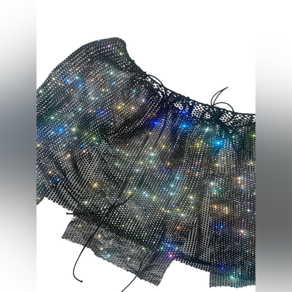 crystal beaded mesh skirt